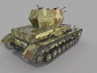 Flakpanzer IV Wirbelwind Low-poly 3D model