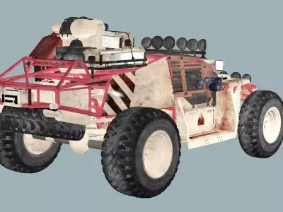 Post-Apocalypse Buggy Car TX With Gunholder 3D Model Low-poly 3D model