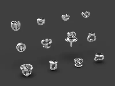 Set of earring back 3D print model
