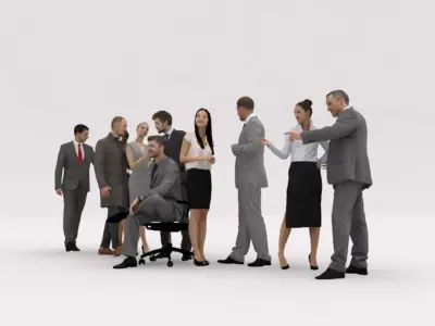 10x LOW POLY BUSINESS PEOPLE VOL01 CROWD 3D model