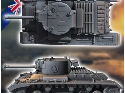 Valentine Mark Mk XI infantry tank - UK United WW2 Kingdom Briti 3D print model
