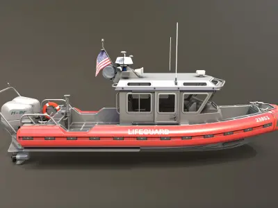 Coast Guard Rescue Boat Low-poly 3D model
