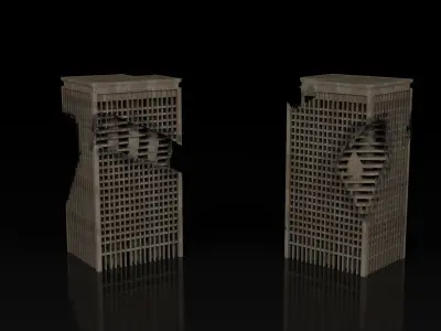 Low Poly Ruined Building - Game Ready - PBR Low-poly 3D model