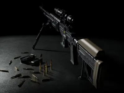 MKS 56X Sniper Rifle Low-poly 3D model