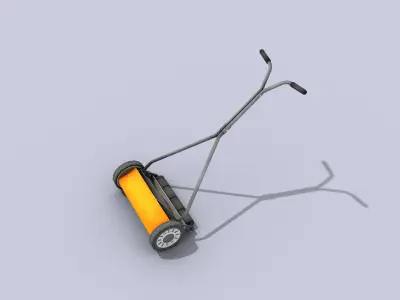 Push Reel Lawn Mower Low-poly 3D model