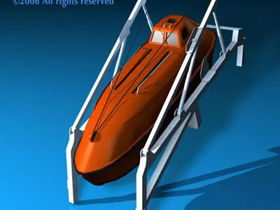 Life boat free fall ramp 3D model