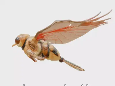 Mechanical Flying Bee Garden Assistant Low-poly 3D model