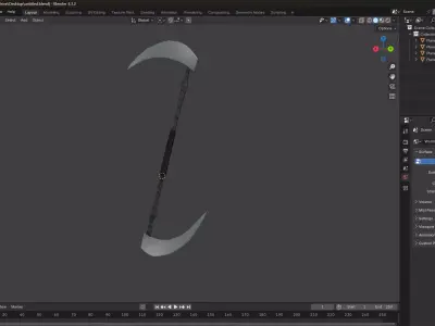 Fantasy Double Blade Scythe Game Ready Low-poly 3D model