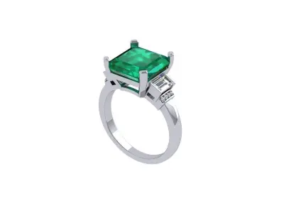 Emerald Art Deco Ring 3D print model 21