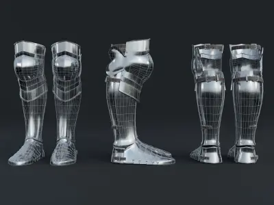 European Medieval Greaves with Sabatons-Solleretes Low-poly 3D model