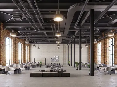 interior scene loft office 05 3D model