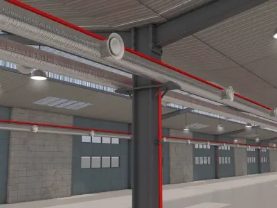 Warehouse with Office and Rack 3D model