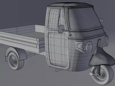 Piaggio Ape 3 Wheel Pickup Realistic Versatile 3D Model  Low-poly 3D model