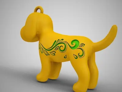 Patterned Flower Dog Necklace 3D print model