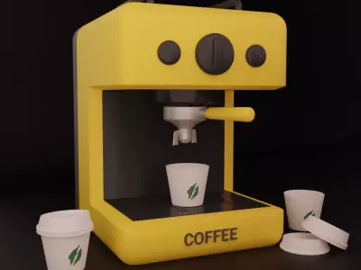 Stylized Coffee Machine Low-poly 3D model