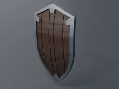 Medieval Battle Shield - Wood covered Low-poly 3D model