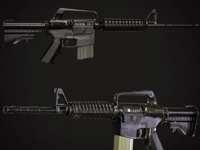 M16 Assault Rifle 3D Model Game-Ready UV Unwrapped and Textured Low-poly 3D model
