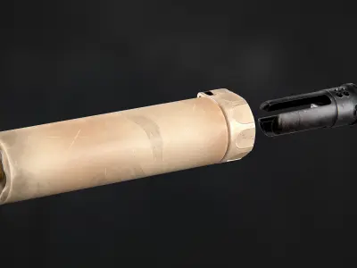 Surefire SOCOM556 RC2 WARCOMP Flash Hider Low-poly 3D model