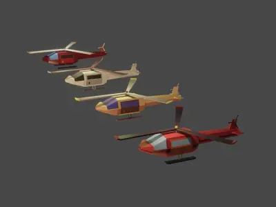 low poly passenger  helicopter door can open  Free low-poly 3D model