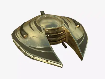 Alien Spaceship UFO D07 Gold - Sci Fi Spacecraft Design Low-poly 3D model