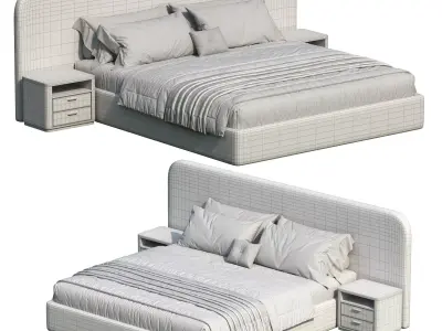 Snow Boucle Bed 3D model