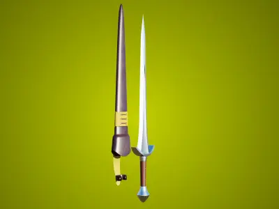 Sword 08 Game-Ready PBR Unity UE Arnold V-Ray Textures Included Low-poly 3D model