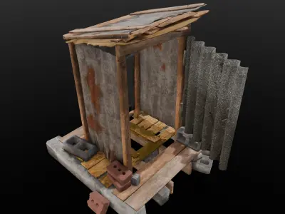  Rusted Old Toilet Low-poly 3D model