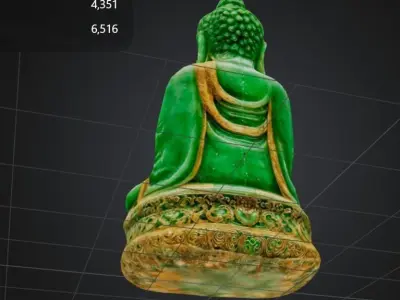 Green Jade Buddha Statue Free low-poly 3D model
