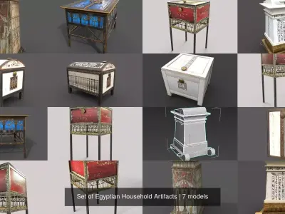 Set of Egyptian Household Artifacts 3D Model Pack