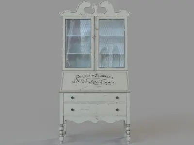 Vintage White Armoire 3D model