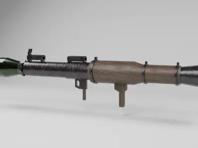 bazooka low poly gun with wooden handle Low-poly 3D model