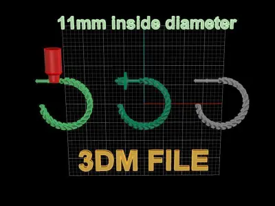 Earring Hoop Hermes Style Link Open Back 11mm Inside Diameter 3D print model