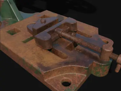  typical mancuna hand- cranked drill  Low-poly 3D model