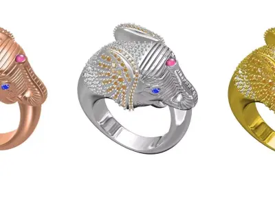 Animal Safari Elephant Ring 3D print model