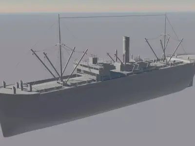 1900s Cargo Ship Free 3D model