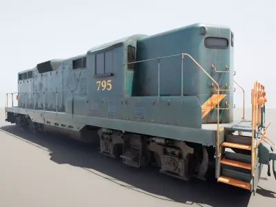 Locomotive  Mid-Poly PBR Model Low-poly 3D model
