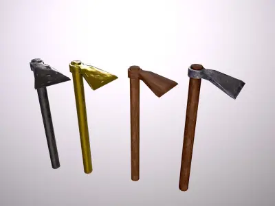 Hoe Lowpoly axe Low-poly 3D model