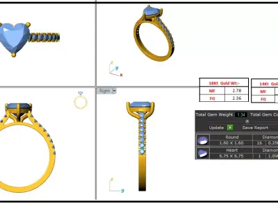 Heart stone ring 3D model