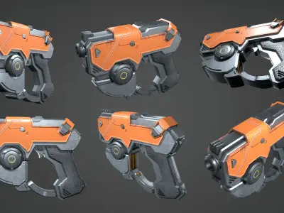 Sci fi gun game ready Low-poly 3D model