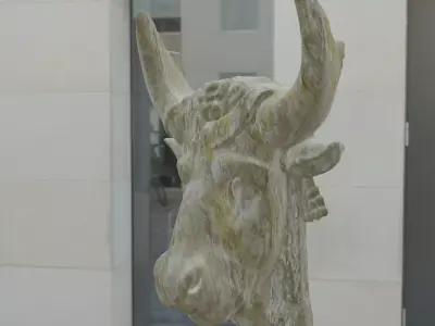 Ox head in rock material  Low-poly 3D model