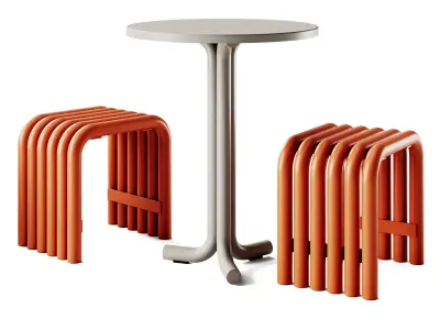Nokk Cafe Table and Stool by Noo Ma 3D model