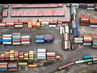 cargo containers storage industrial terrain drone scan Low-poly 3D model