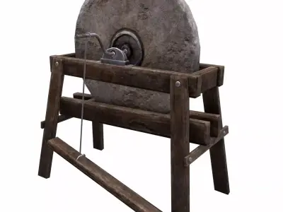 Grindstone stone grinding wheel Low-poly 3D model
