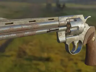 Rusty Old Colt Python 357 mag Revolver Low-poly 3D model