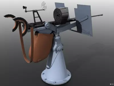 Oerlikon 20mm anti-aircraft gun - Commercial license Low-poly 3D model