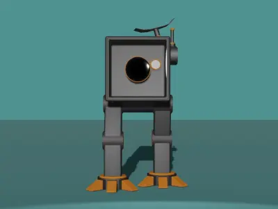 Robot with camera and legs Low-poly 3D model