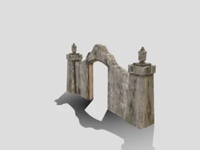Ruined entrance way Low-poly 3D model
