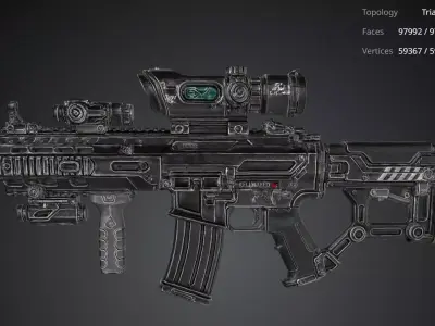 Futuristic Rifle Gun 3D model buy