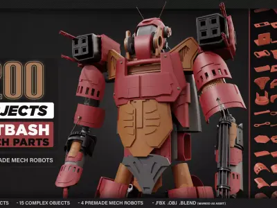 200 Objects - KITBASH - MECH PARTS - VOL 01 3D model