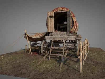 Gypsy Vardo Caravan 3D model